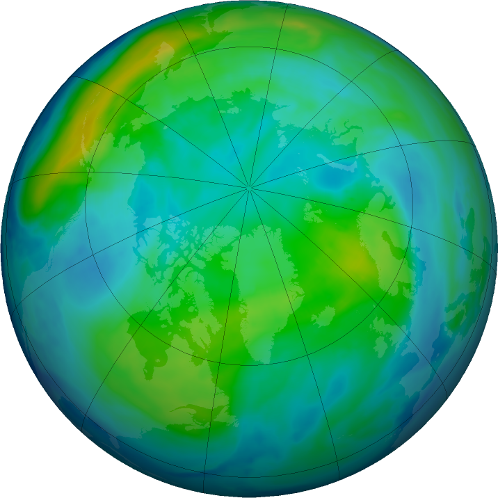 Arctic ozone map for 22 October 2018